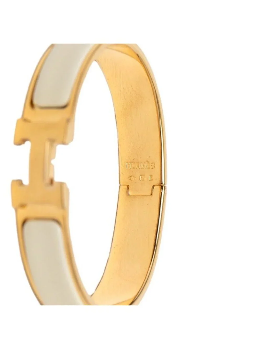 Hermes Click PM Bracelet Bangle Gold Ivory Plated